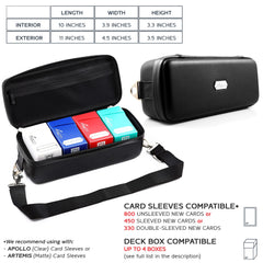 Black Bolt case mesh pocket shown for accessories like sleeves and dice.