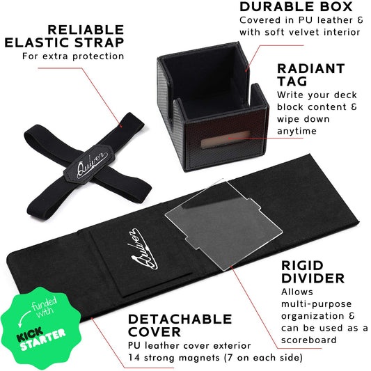 Quiver Time Black Citadel deck box detachable cover playmat for on the go setup.