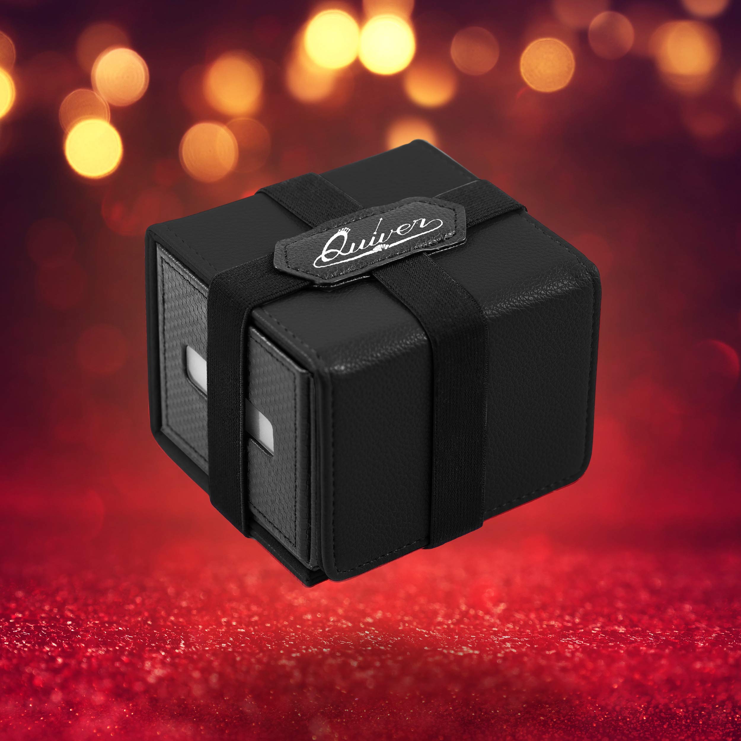 Quiver Time Black Citadel deck box includes space for dice and tokens in a single box.