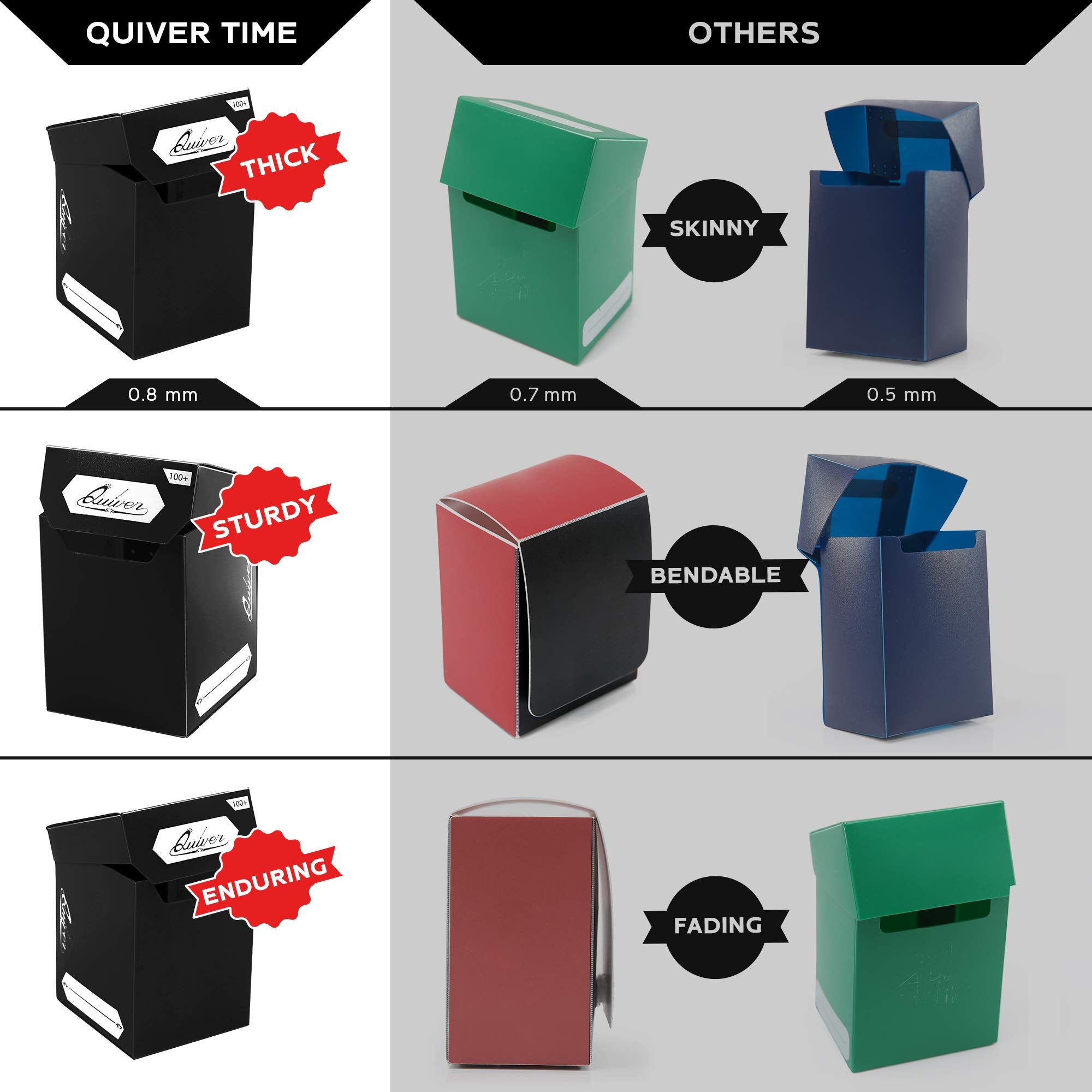 Quiver Time strap and dividers secure cards during travel.