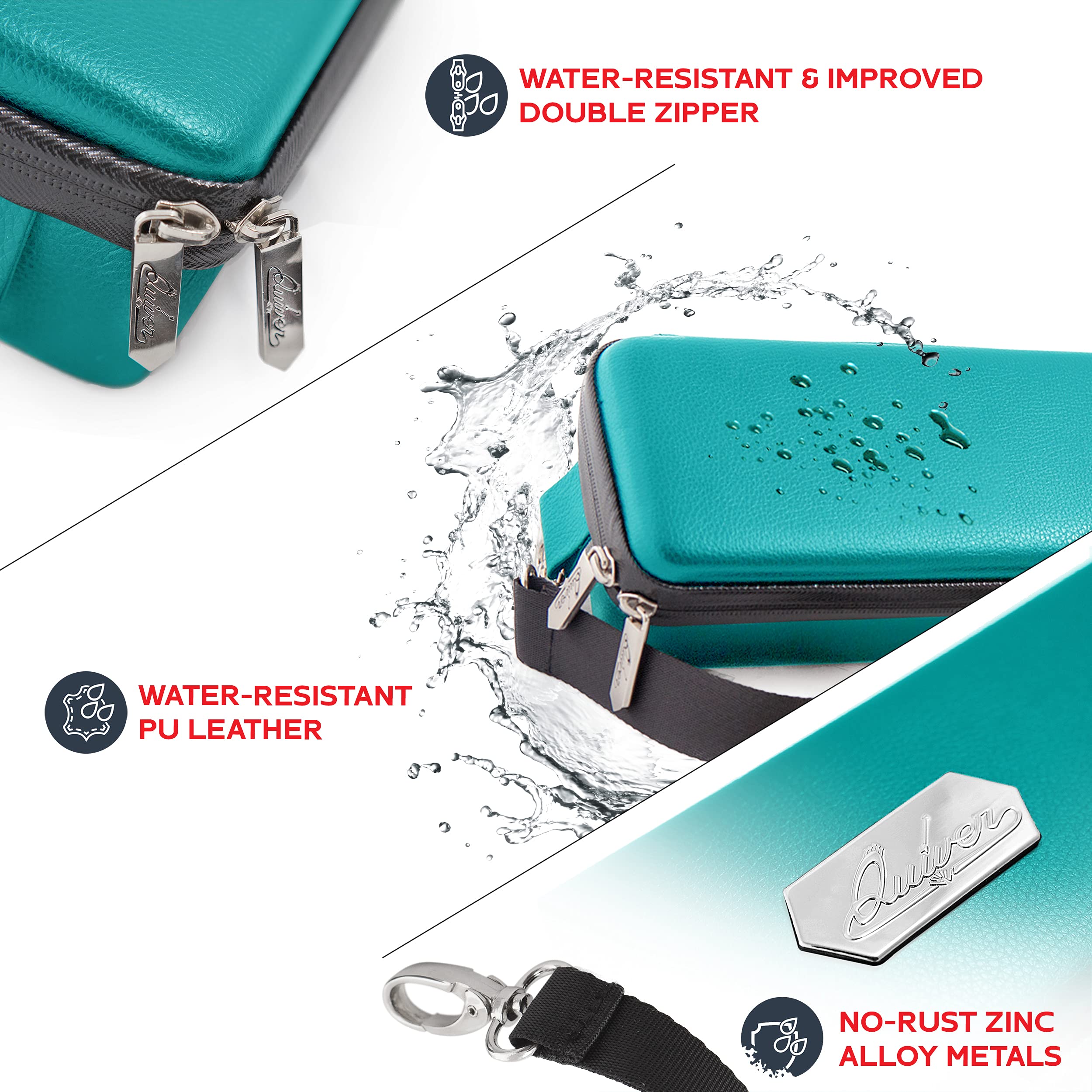 Quiver Time Teal Card Case open lay-flat reveals internal separators.