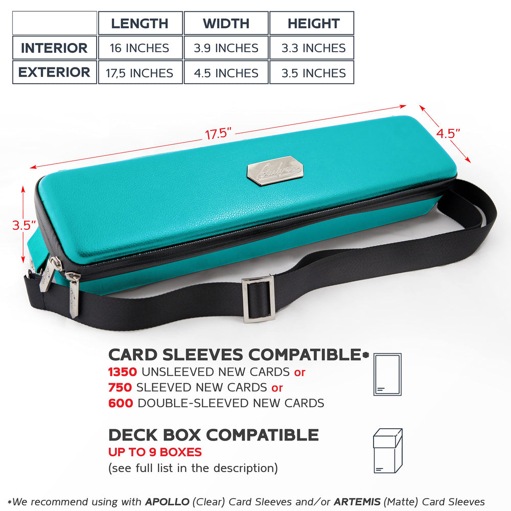 Quiver Time Teal Card Case interior with separators for organized sorting.