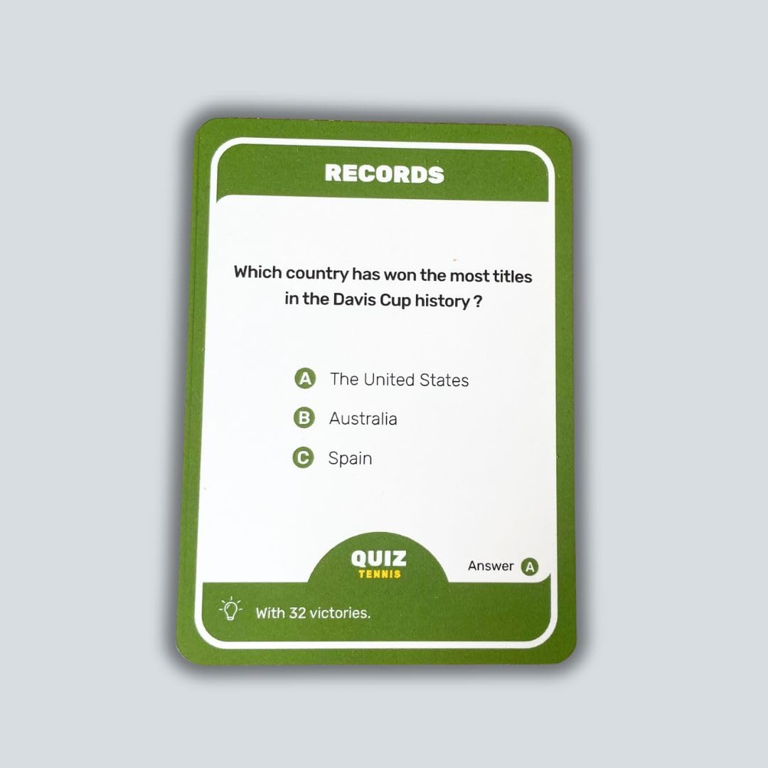 Quiz Tennis challenges category card tests quick thinking.