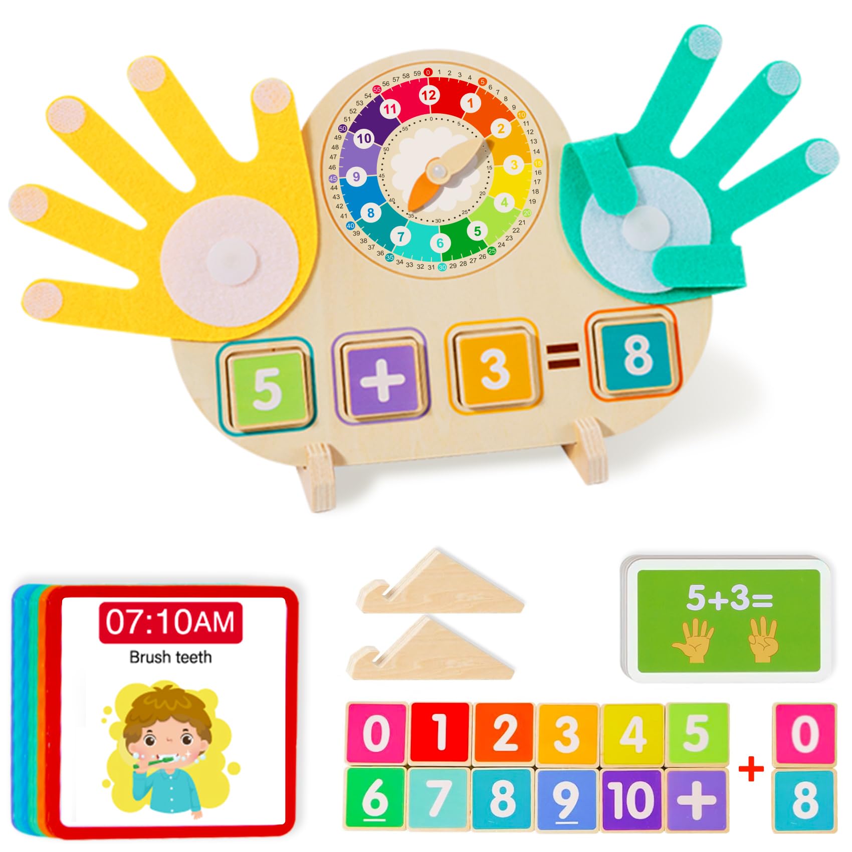 Quliwise 2-in-1 math blocks and teaching clock for counting and time concepts