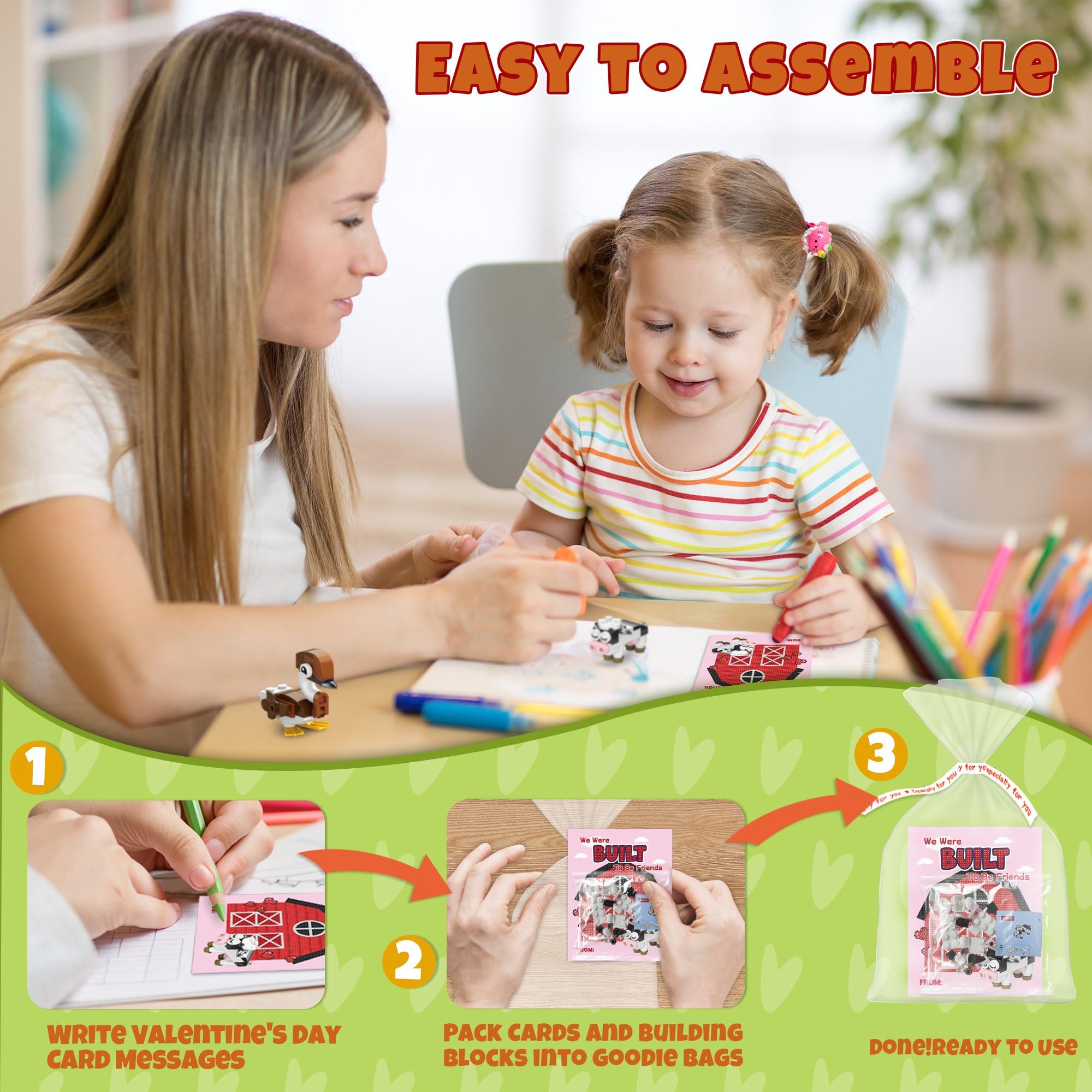 Qumic Building Blocks valentines easy-to-follow instructions support quick setup