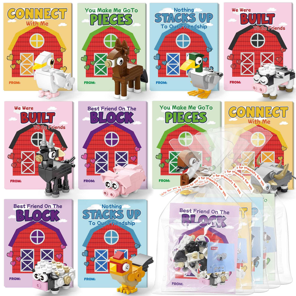 Qumic Building Blocks valentines farm animal designs spark imaginative play