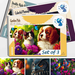 QUOKKA 13-piece dementia puzzles cat dog birds for seniors' cognitive engagement.