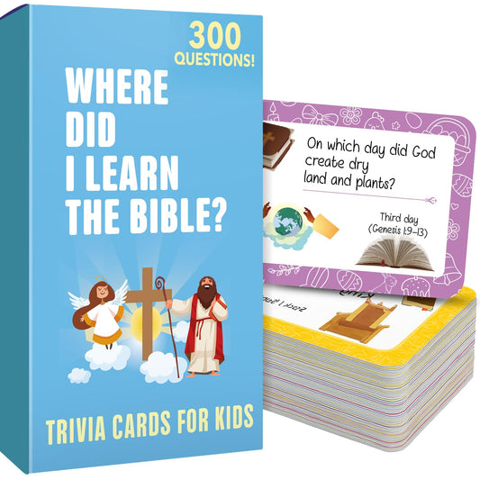 QUOKKA 300 Bible Trivia card front with question for kids during family Bible study.