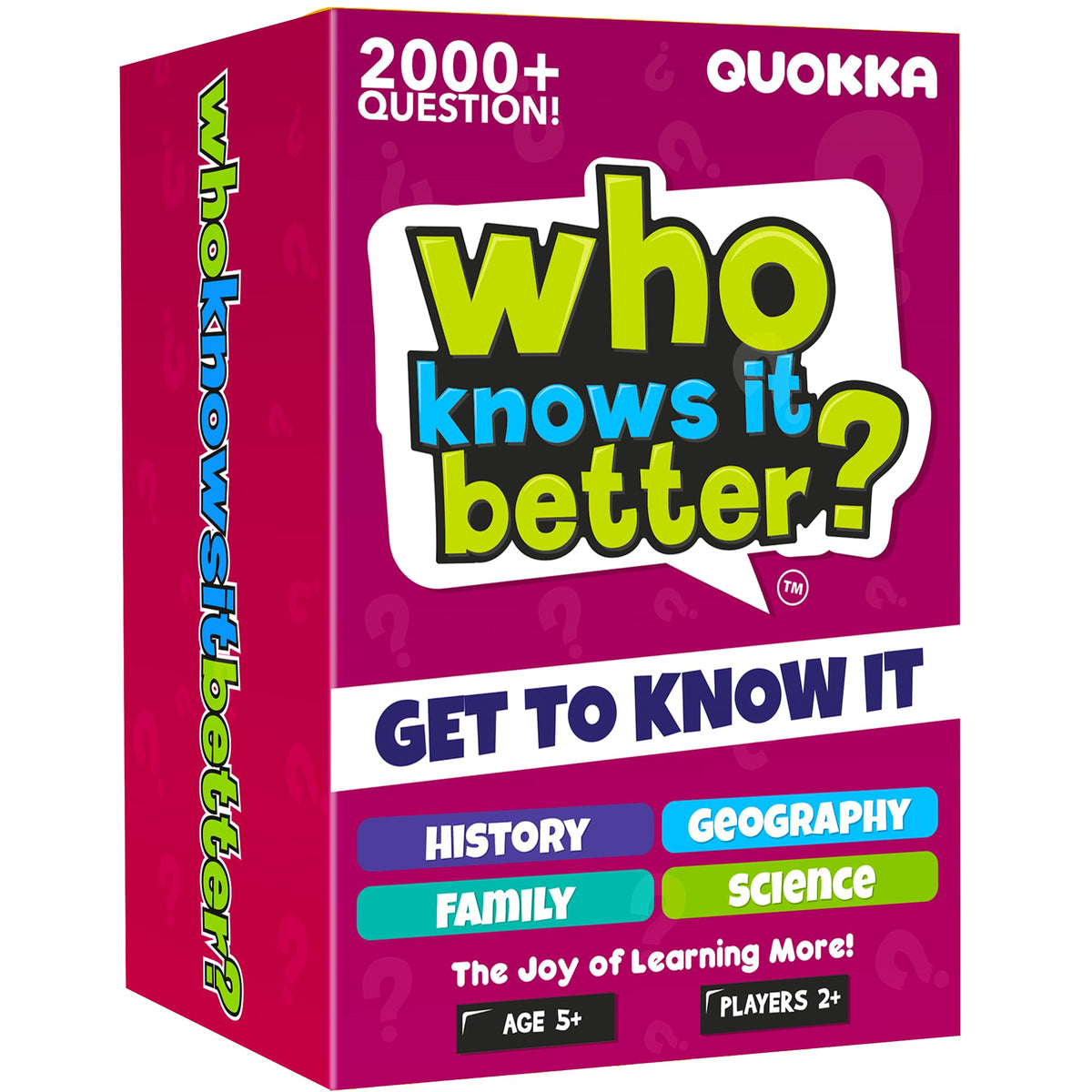 QUOKKA 4-in-1 set box front invites family game night with varied trivia