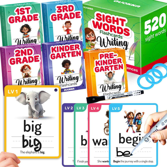 Quokka 520 sight words flash cards front view for organized learning and clear word recognition.