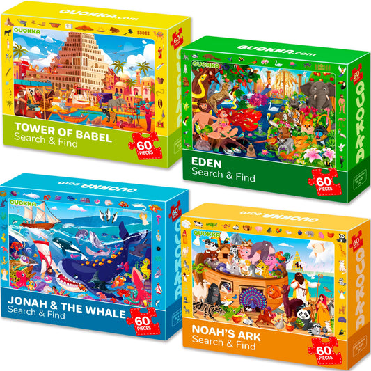Quokka 60-piece Tower of Babel puzzle boosts early problem-solving during family puzzle time.