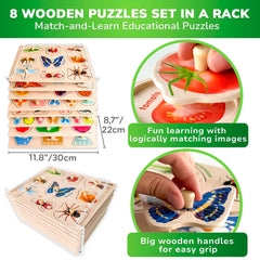 QUOKKA wooden numbers puzzle supports counting practice while improving hand-eye coordination.