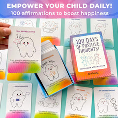 QUOKKA affirmation cards deck closeup with cheerful illustrations for resilience.
