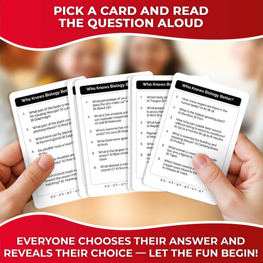 QUOKKA biology trivia cards spread inviting engaging questions during learning