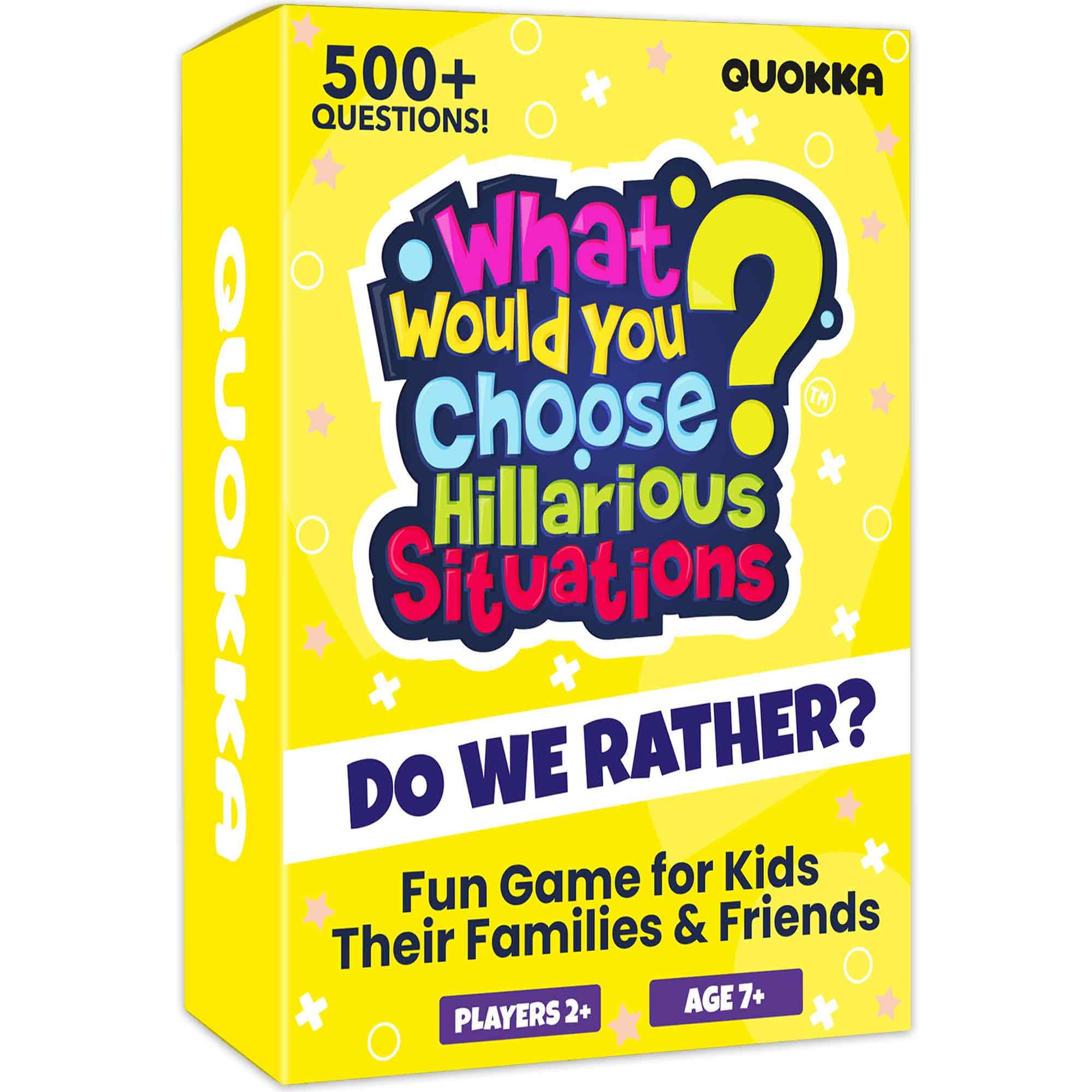 QUOKKA card game draw-a-card moment for quick laughs at family night.