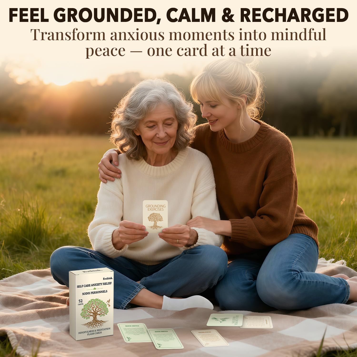 QUOKKA compact card deck display: portable mindfulness tool for home or office