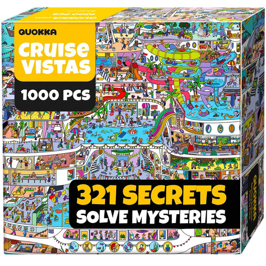 QUOKKA 1000-piece Cruise Vistas puzzle in premium box packaging for relaxing evenings.