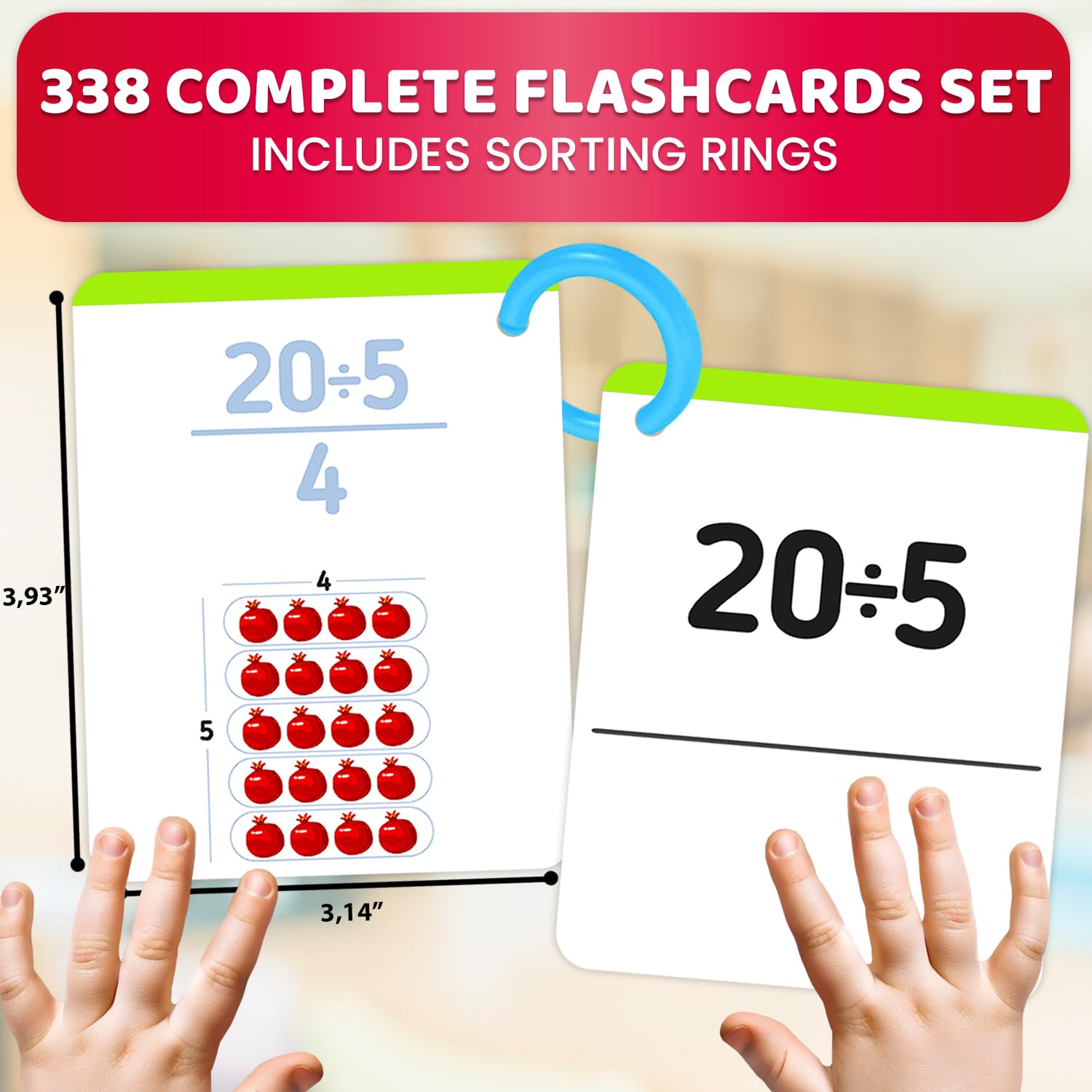 QUOKKA division flash cards front view with clear images for fact recall in 1st–3rd grade