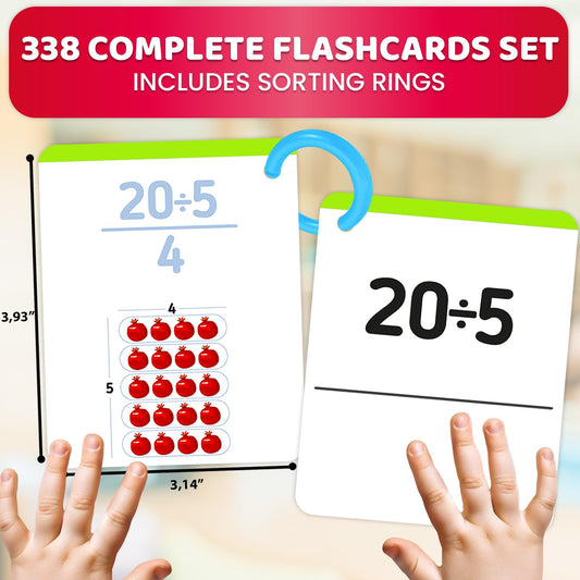 QUOKKA division flash cards front view with clear images for fact recall in 1st–3rd grade