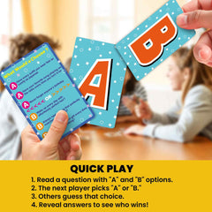 QUOKKA Fun Card Game family-night scene highlights inclusive play for all ages.