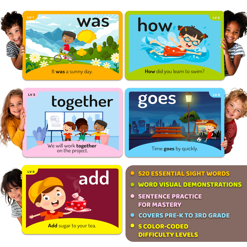 QUOKKA illustrated sample card showing words with engaging imagery for context.