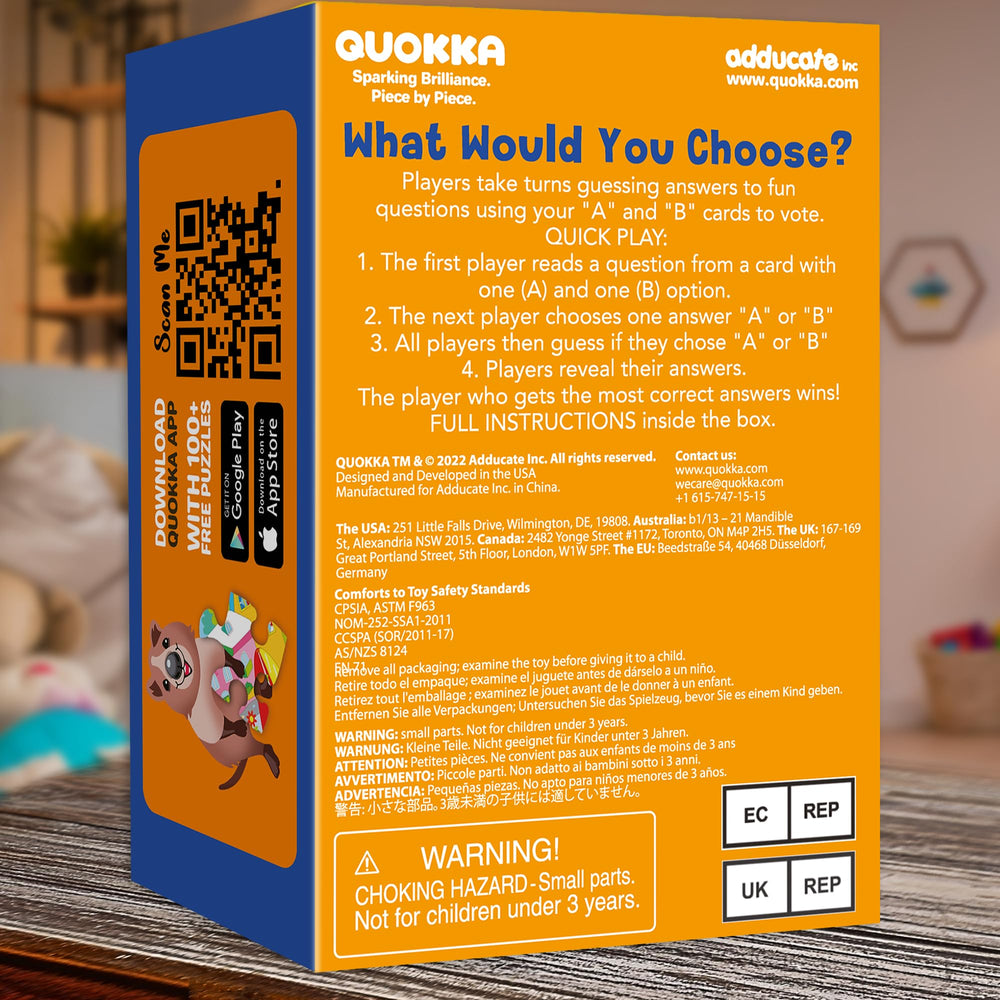 QUOKKA laughter-filled prompts encourage sharing choices with the family.