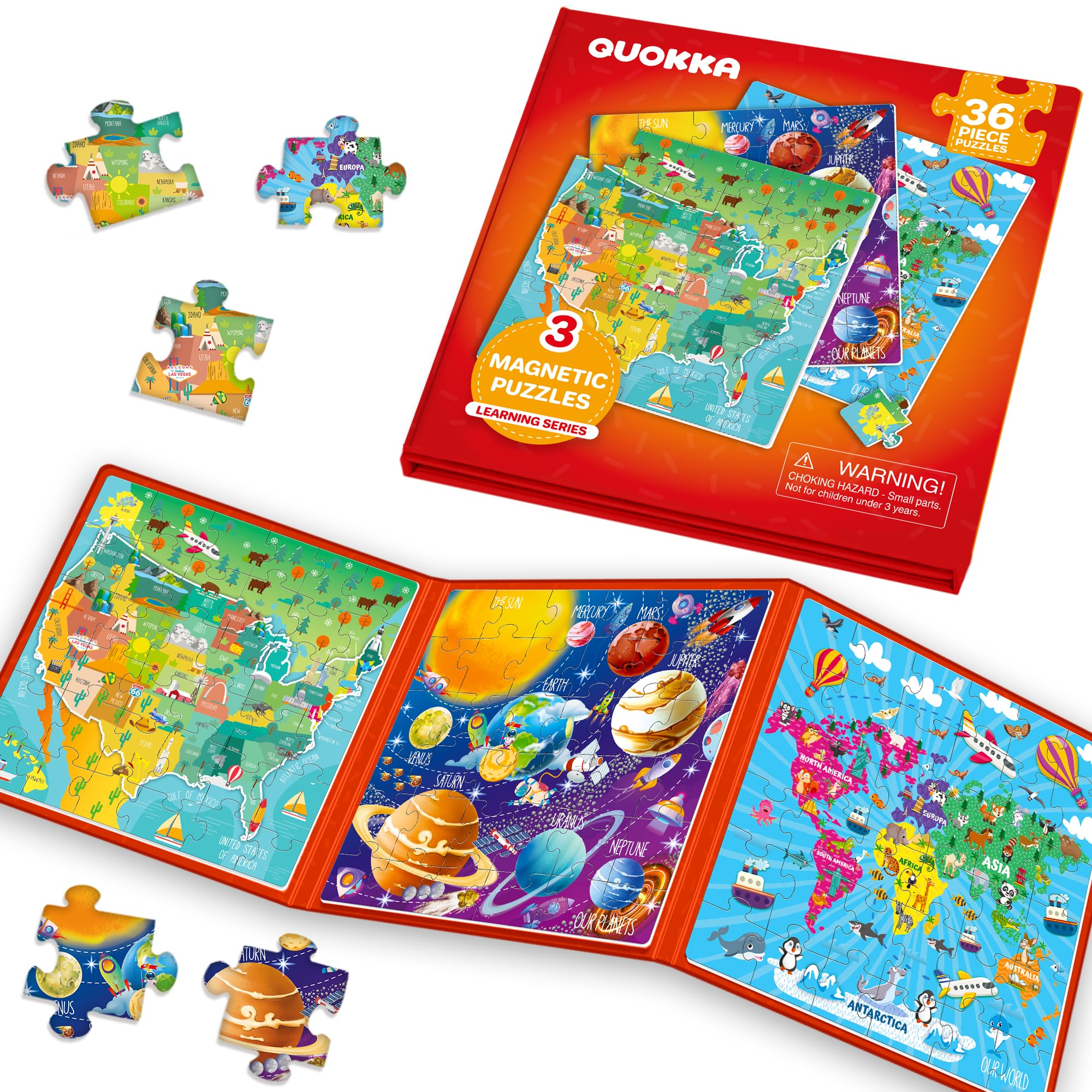 QUOKKA magnetic USA map puzzle for kids boosts geographic awareness during travel