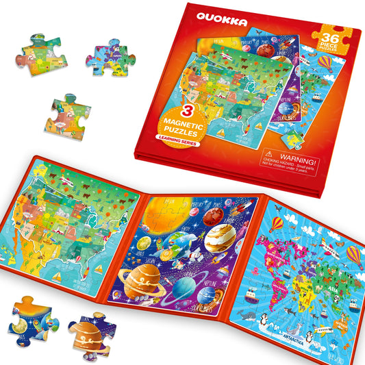 QUOKKA magnetic USA map puzzle for kids boosts geographic awareness during travel