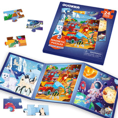 QUOKKA Magnetic Toddler Puzzles cover with bright colors and animal themes for curious toddlers.