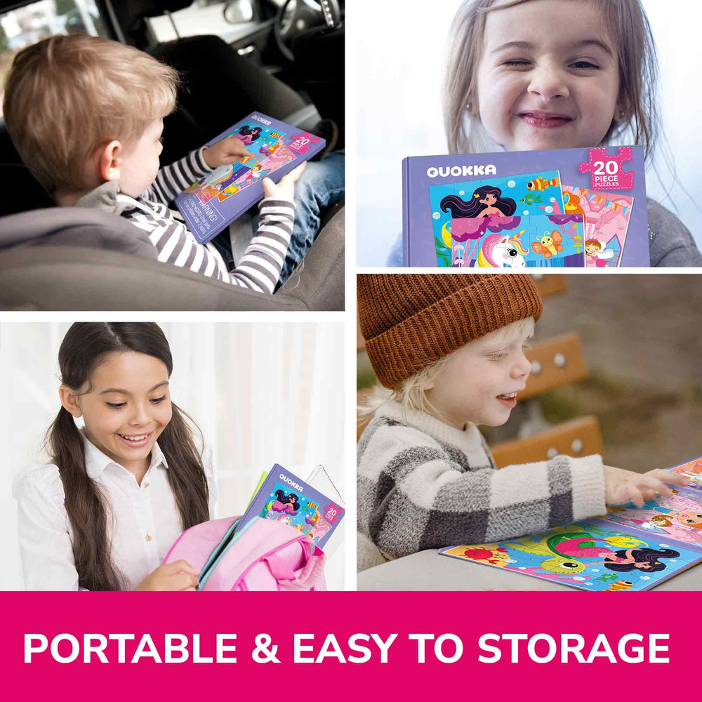 QUOKKA travel-friendly magnetic puzzle book fits bags for trips.