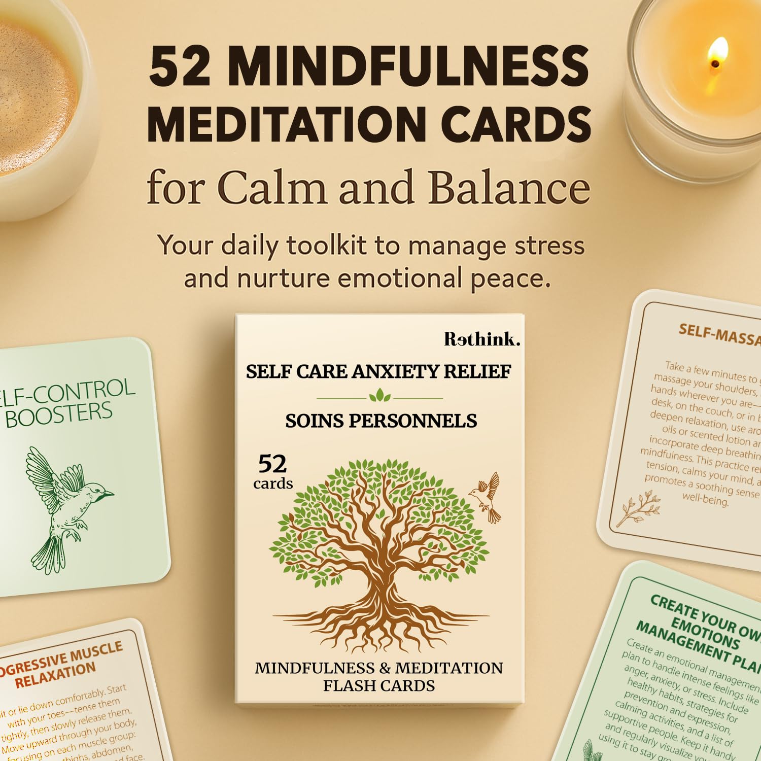 QUOKKA mindfulness cards spread: diverse prompts for clarity and emotional balance