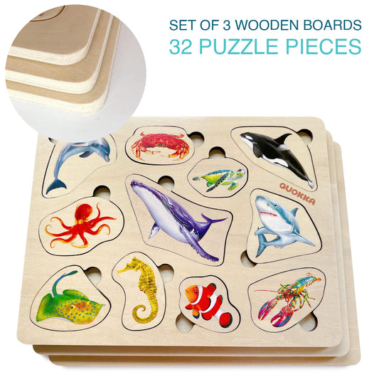 QUOKKA Montessori animal puzzle vibrant animal illustrations support color and shape recognition