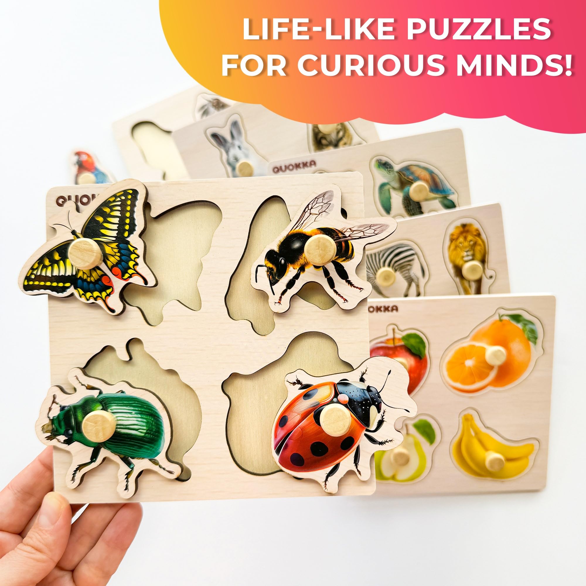QUOKKA wooden puzzle set in tough plywood offers durable, long-lasting play