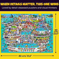 QUOKKA Cruise Vistas puzzle close-up features vibrant characters, sparking creativity.