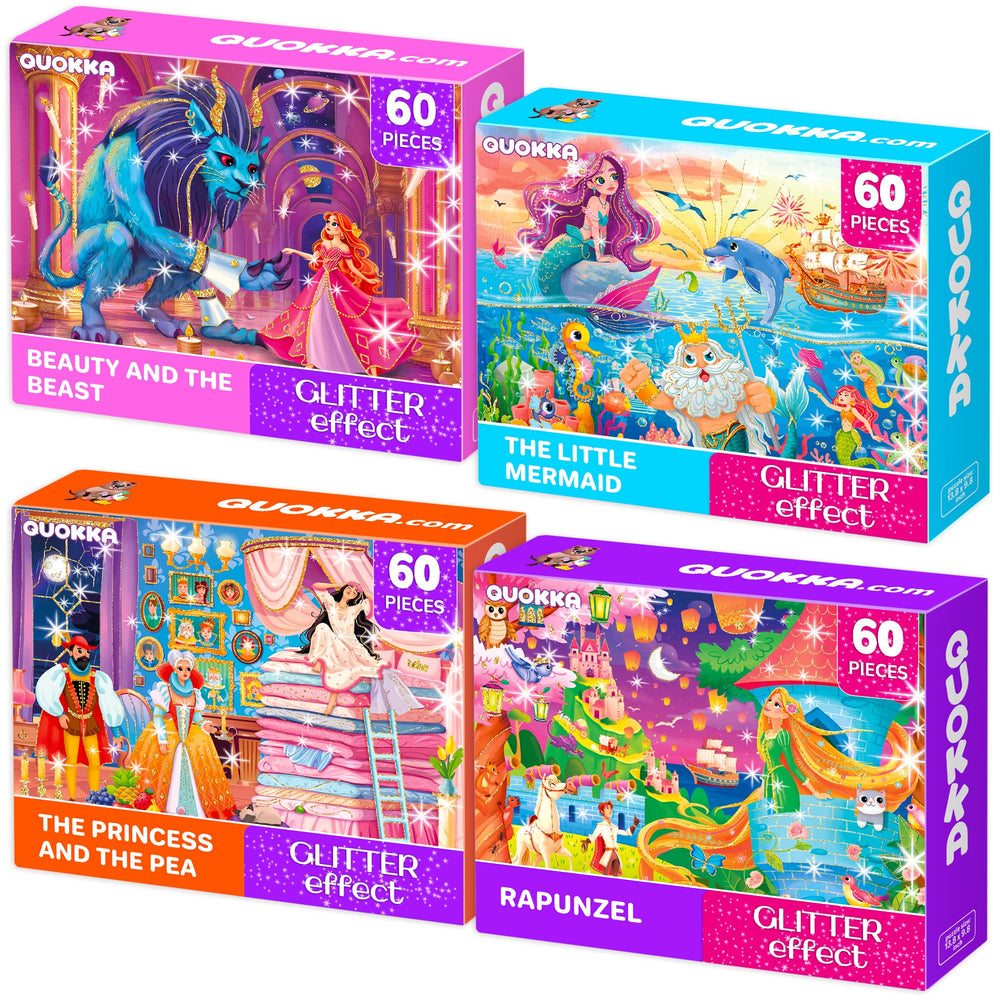 QUOKKA Puzzles 4-Pack Beauty and the Beast 60-piece set fuels imaginative play and storytelling.