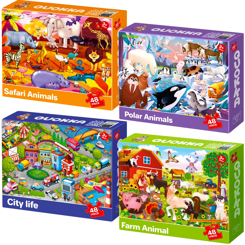 QUOKKA puzzles animal collection: vibrant farm and polar animals to spark imaginative play.