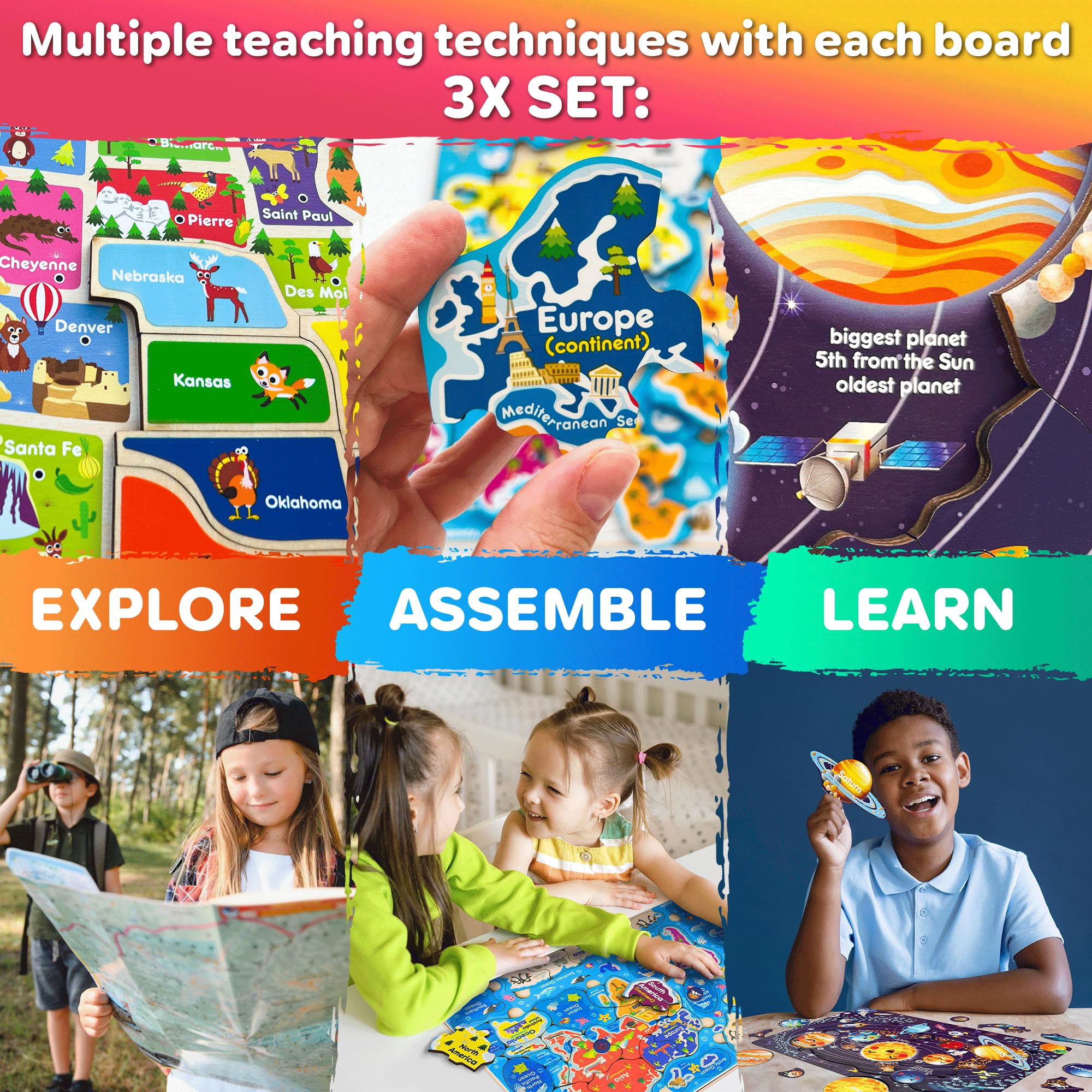 QUOKKA Puzzles colorful wooden pieces image highlights durable design and kid-friendly visuals.