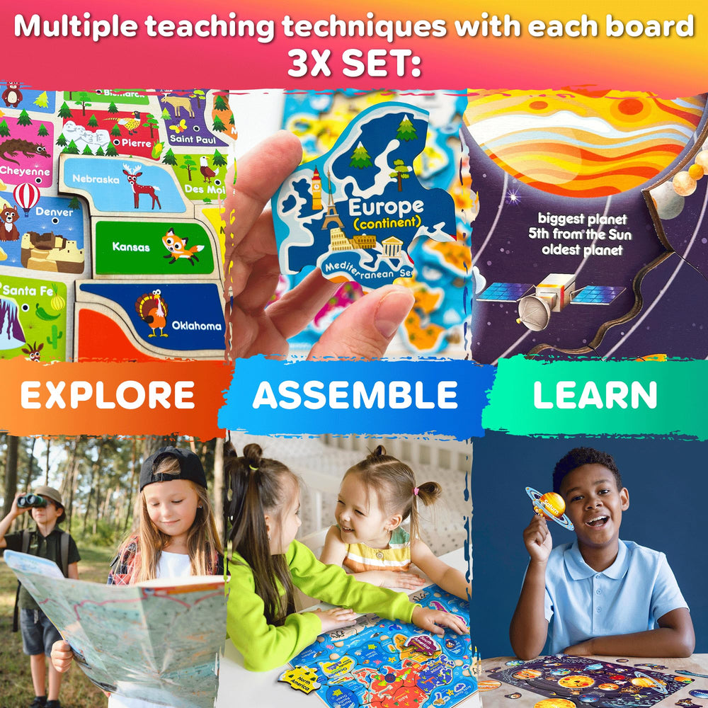 QUOKKA Puzzles colorful wooden pieces image highlights durable design and kid-friendly visuals.