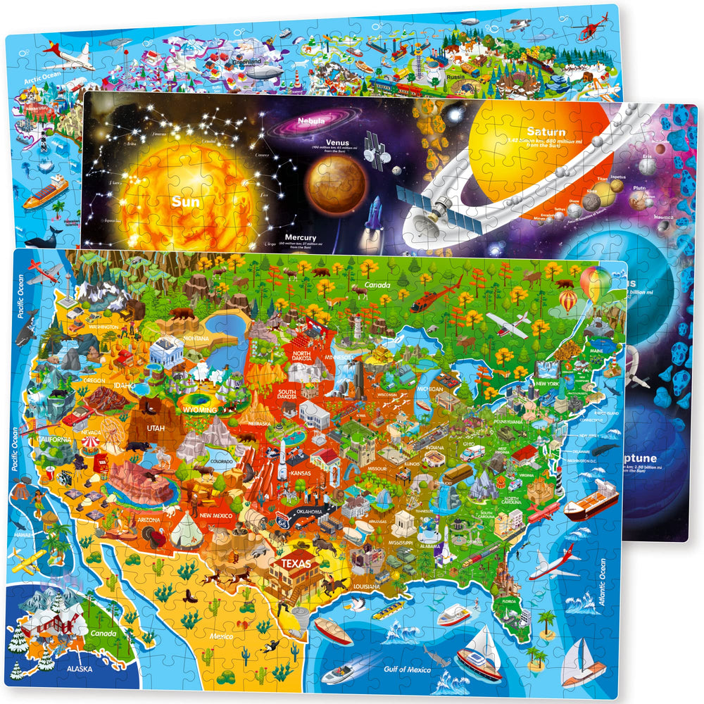 QUOKKA USA map puzzle finished artwork aids geography recognition and family learning time