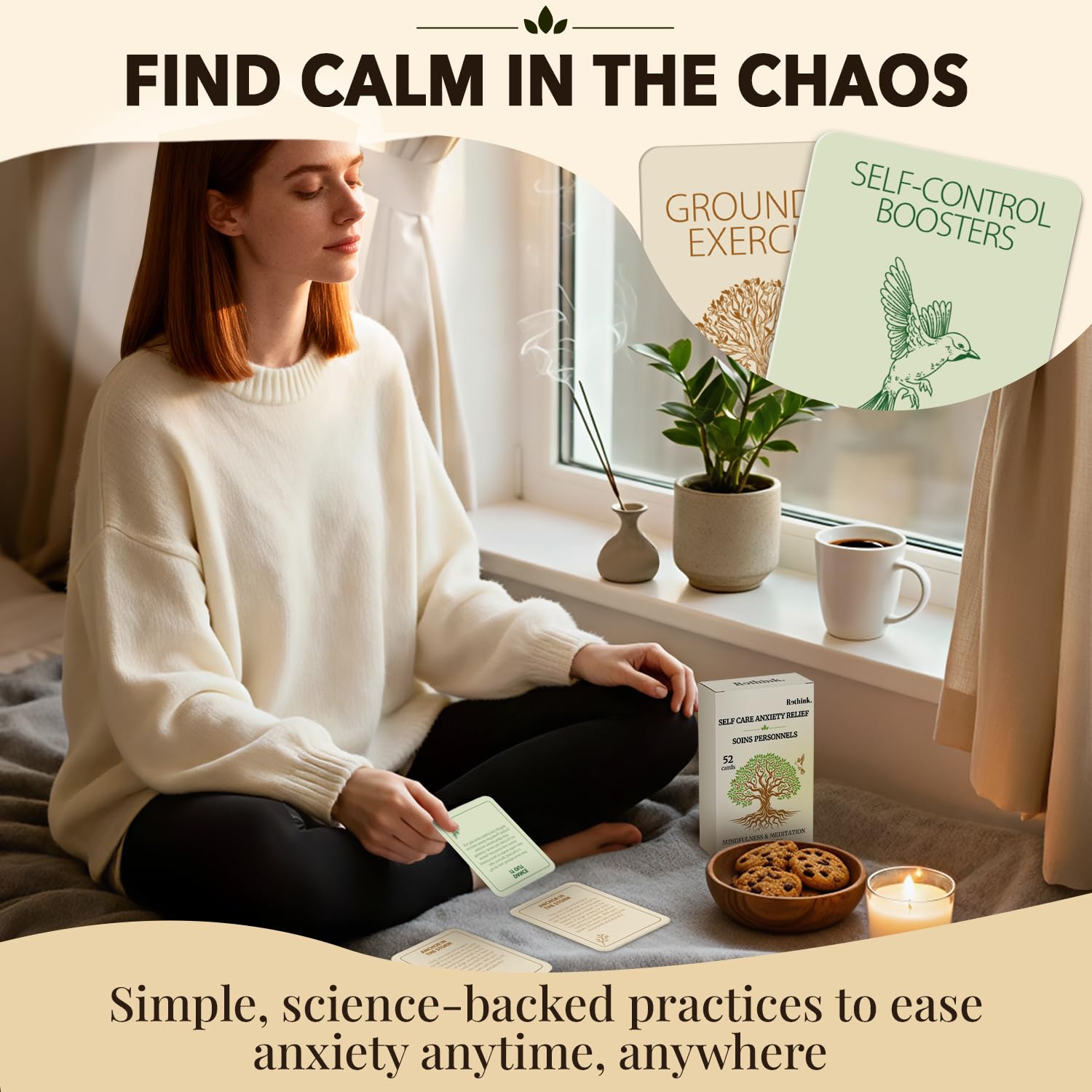QUOKKA self-care prompts travel-size card shows practical exercises for on-the-go calm