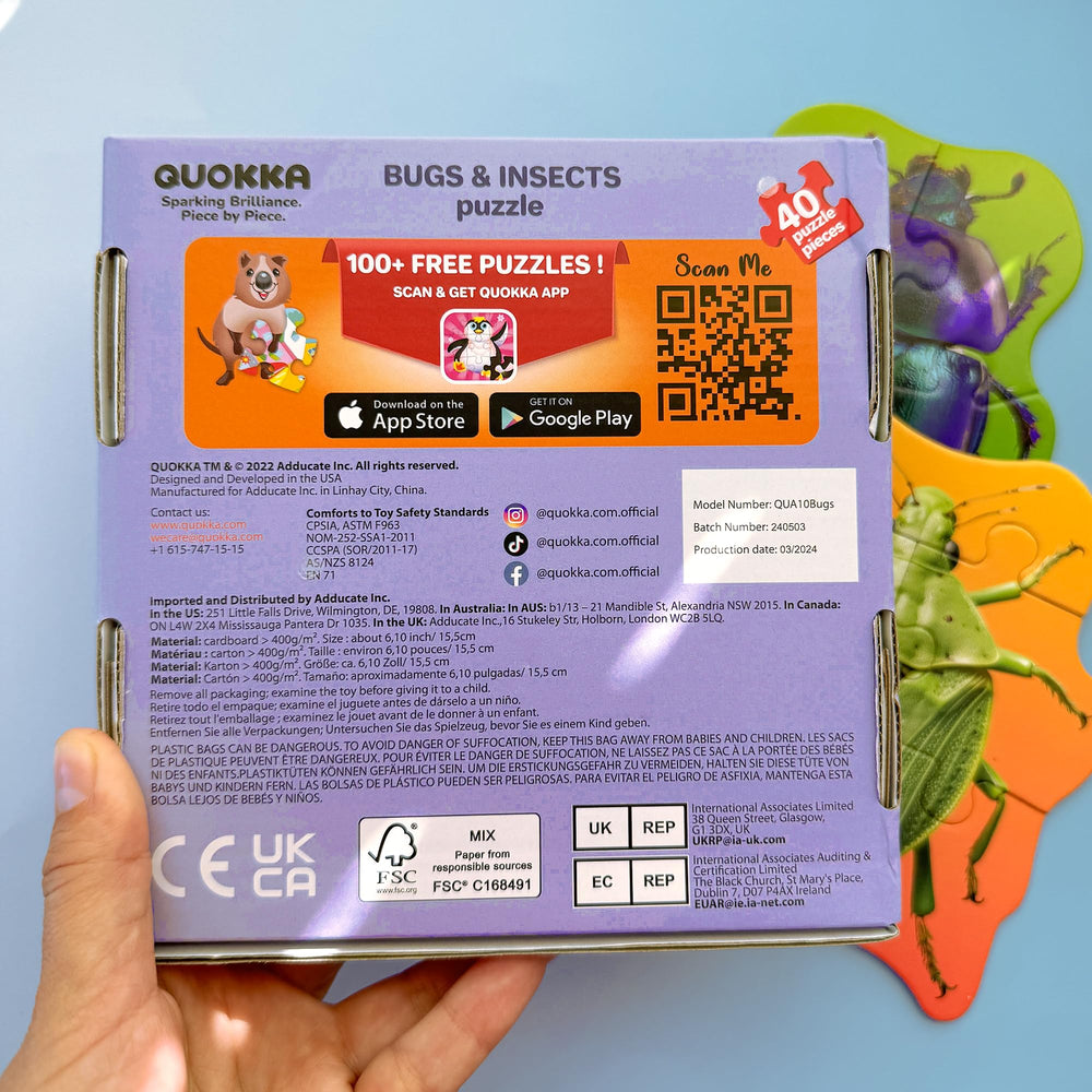 QUOKKA toddler puzzles moth – gentle puzzle edges fit securely for safe exploration