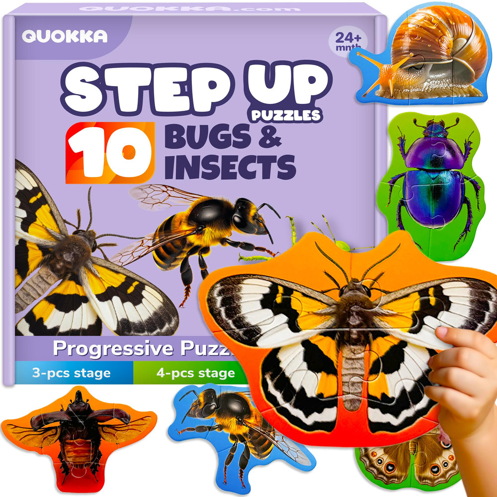 QUOKKA toddler puzzles snail – lifelike insect shape for fine motor play and shape recognition