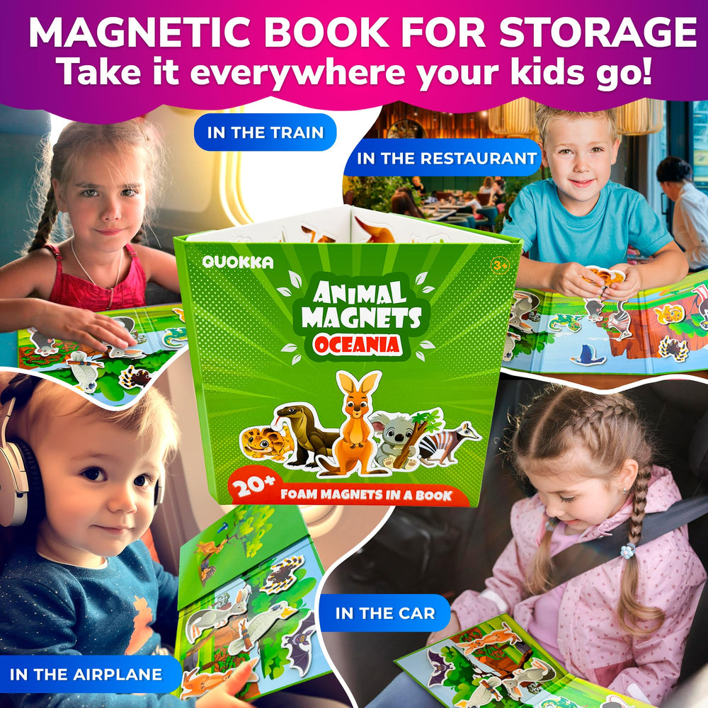QUOKKA travel magnetic puzzle kids enjoying storytelling in a group