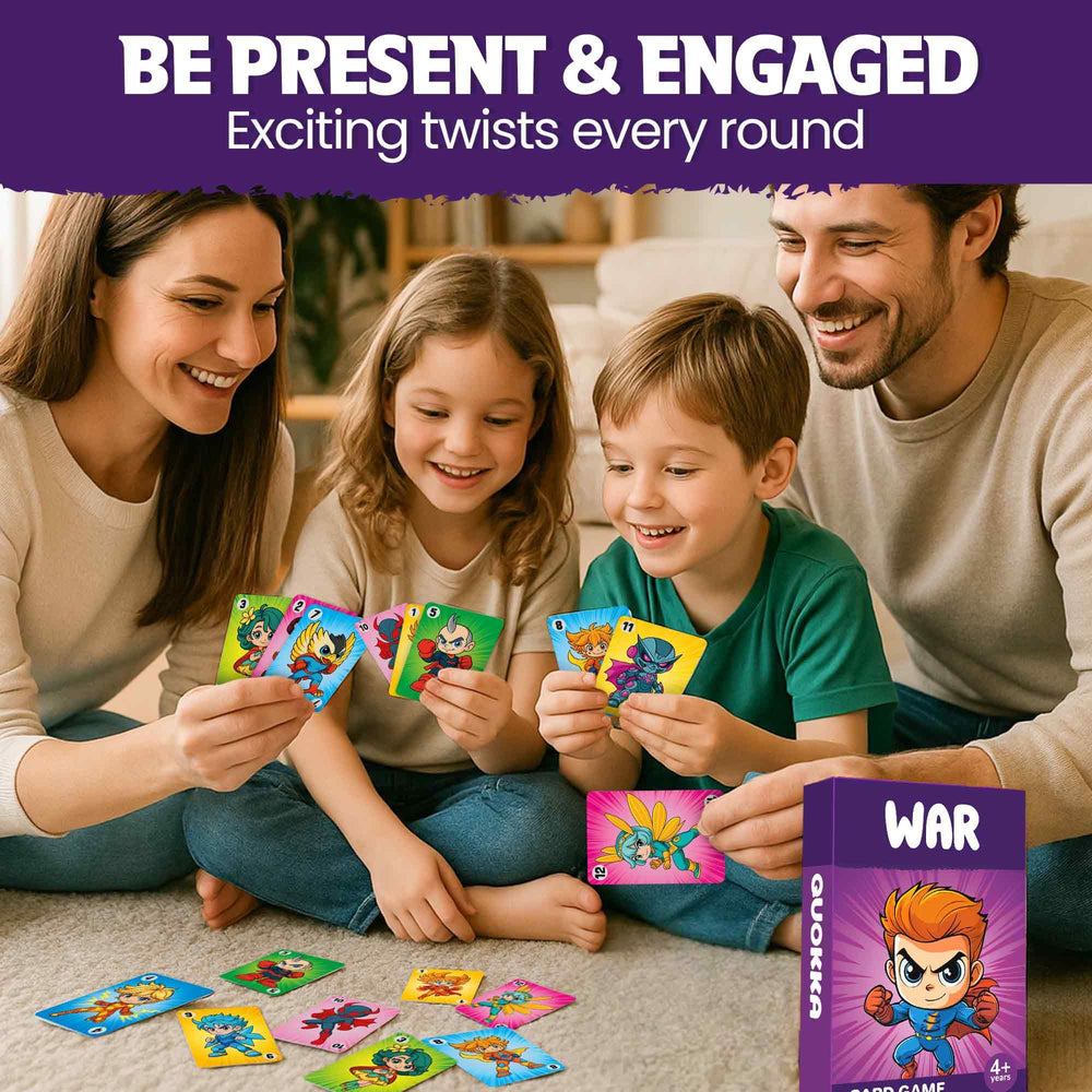 QUOKKA War Card Game: eco-friendly materials support safe, durable play.