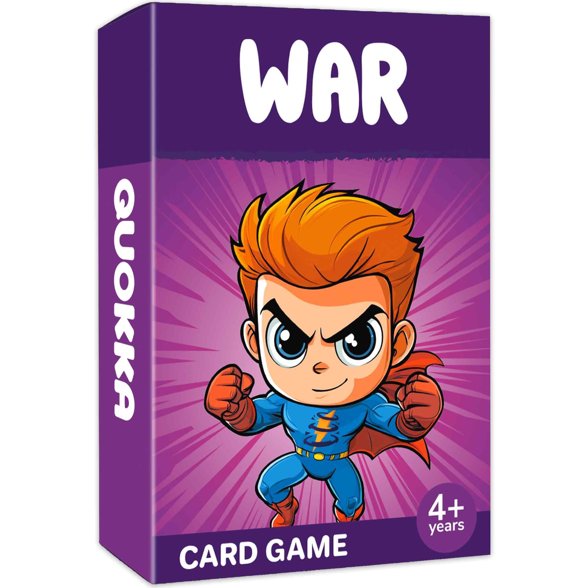 QUOKKA War Card Game: kids-characters on colorful cards for family fun.