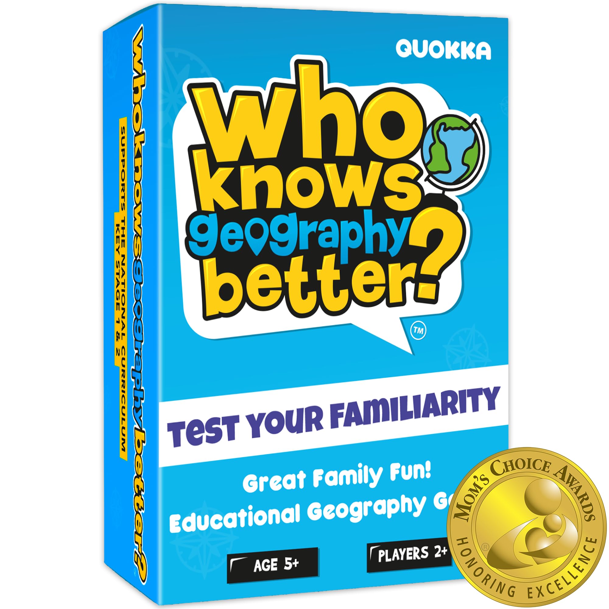 QUOKKA Who Knows Better? geography game cover invites family learning and exploration.