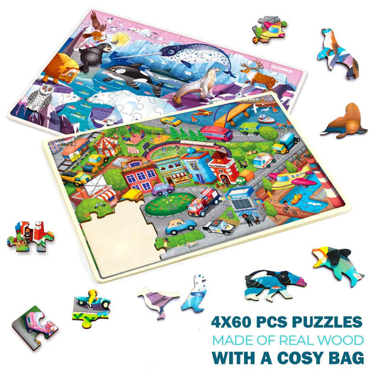 QUOKKA wooden puzzles arctic-animals 60-piece – durable finish for rough play