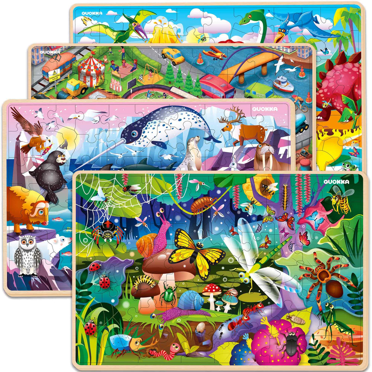 QUOKKA wooden puzzles bugs 60-piece – vibrant colors support early problem-solving