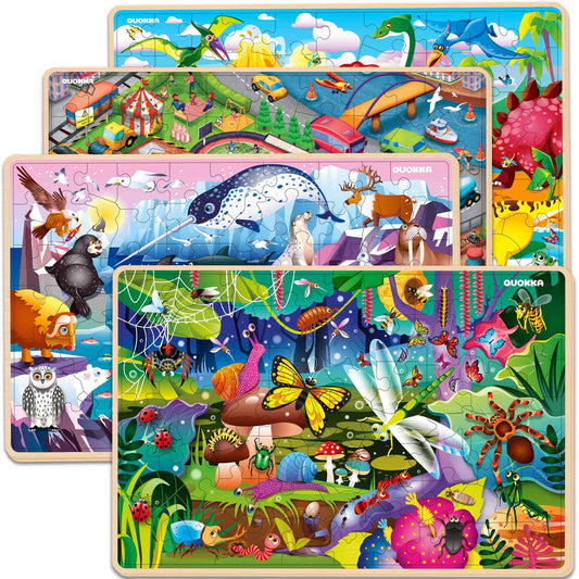 QUOKKA wooden puzzles bugs 60-piece – vibrant colors support early problem-solving