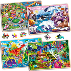 QUOKKA wooden puzzles detailed-images 60-piece – vivid scenes support visual recognition